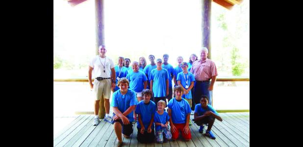 Campers meet with Richland Parish Sheriff Lee Harrell and his staff.